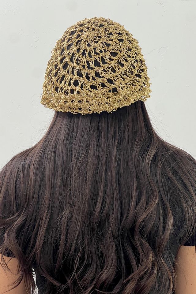 Vintage Crocheted Golden Beret Selected by Anna Corinna #1