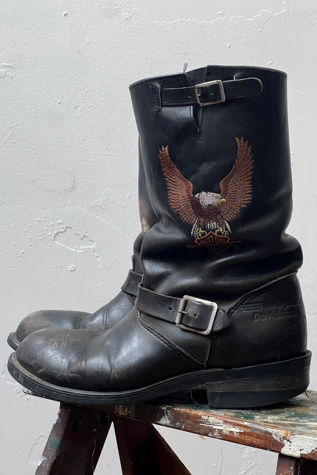 Vintage Harley Davidson Leather Biker Boots Selected by Anna Corinna