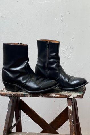 Vintage Cowboy Zip Up Leather Boots Selected by Anna Corinna