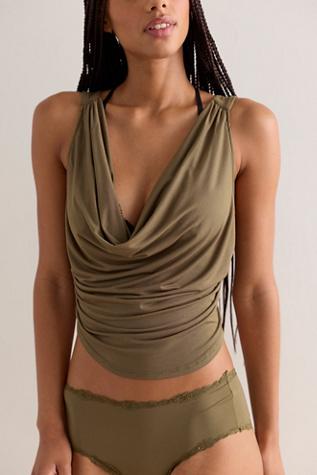 We’re Going Out Cowl-Neck Cami by Free People in Green, Size: XS
