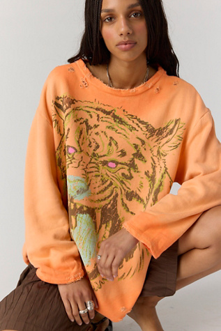 Magnolia Pearl Tiger Face Hermosa Sweatshirt at Free People in Orange