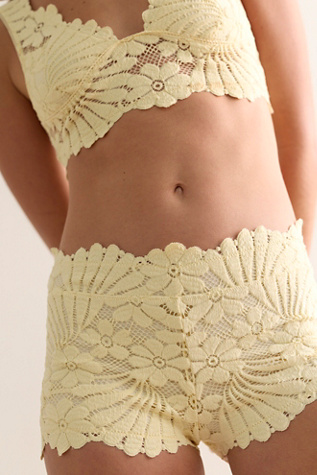 Petal Party Lace Slip Shorts by Intimately at Free People in Vanilla Custard, Size: XS
