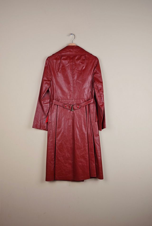 Vintage Burnt Orange Leather Trench Coat Selected By The Igala NYC #2