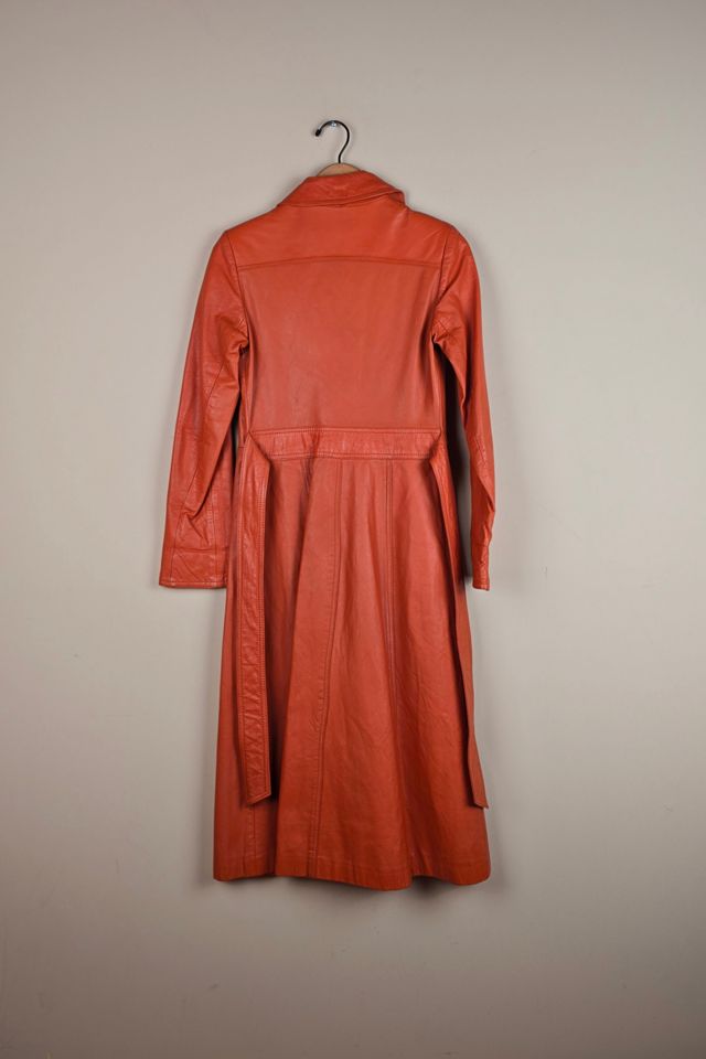 Vintage Orange Nordstrom Leather Trench Coat Selected By The Igala NYC #3