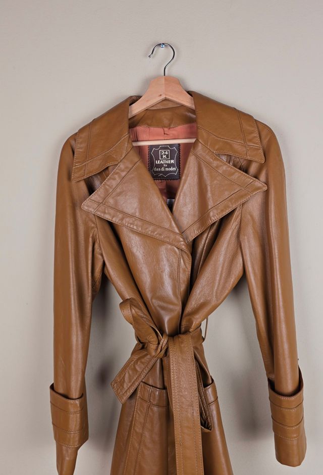 Vintage 24K Dandi Modes Caramel Leather Trench Coat Selected By The Igala NYC #1