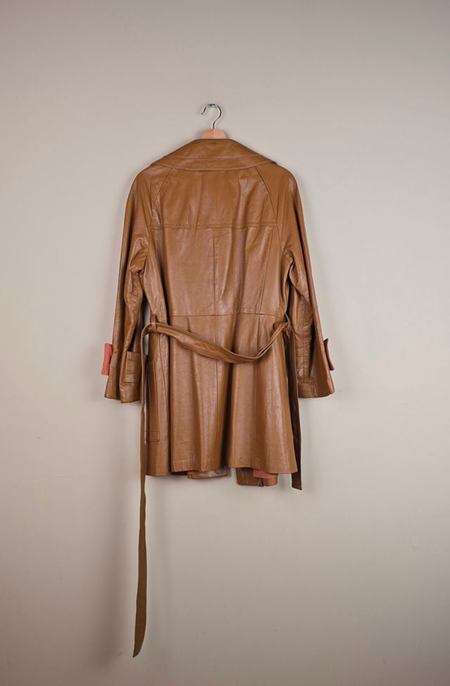 Vintage 24K Dandi Modes Caramel Leather Trench Coat Selected By The Igala NYC #3