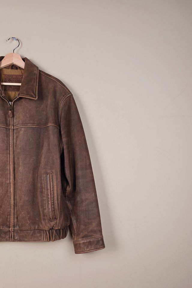 90s Vintage Dockers Brown Leather Jacket Selected By The Igala NYC #1