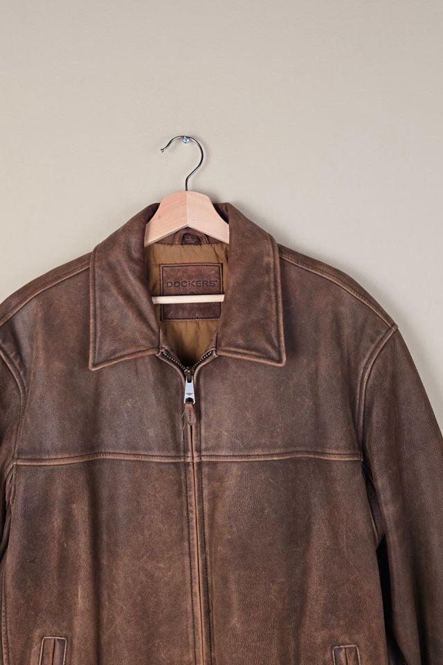 90s Vintage Dockers Brown Leather Jacket Selected By The Igala NYC #2