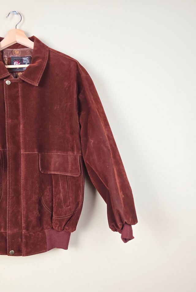 90s Vintage Bomber Brown Suede Leather Jacket Selected By The Igala NYC #1