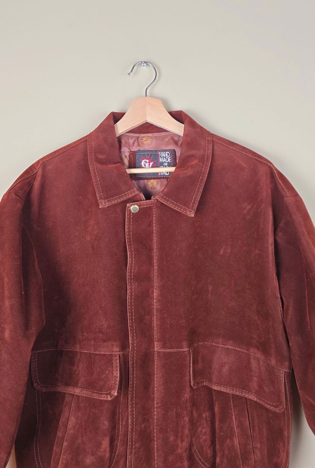 90s Vintage Bomber Brown Suede Leather Jacket Selected By The Igala NYC #2