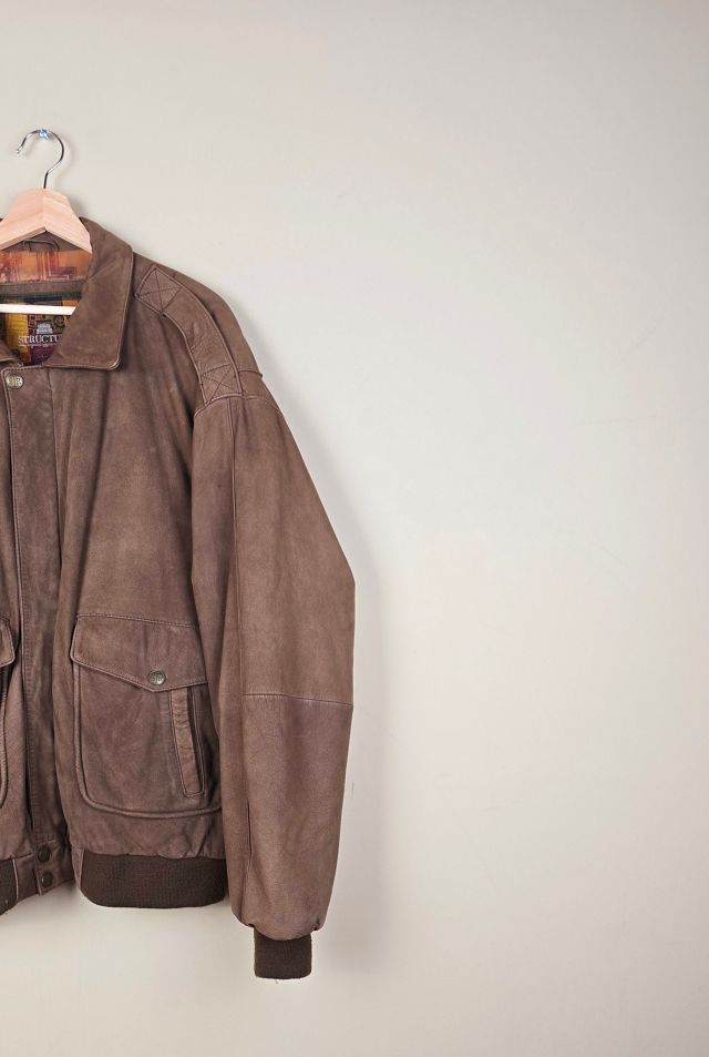 90s Vintage Bomber Brown Leather Jacket Selected By The Igala NYC #1