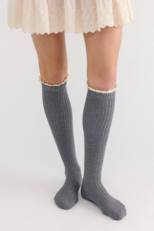 Misty Solid Tall Socks by Free People in Grey