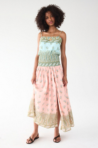 BOTEH Lucent Drop-Waist Midi Dress at Free People in Pastel Patchwork, Size: US 2