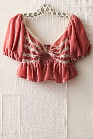 FP MART: Vintage: The Originals Velvet Lace Off-The-Shoulder Blouse