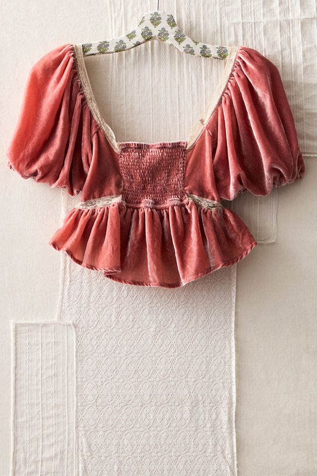 FP MART: Vintage: The Originals Velvet Lace Off-The-Shoulder Blouse #1