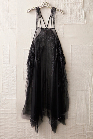 FP MART: Vintage: The Originals Sheer Embellished Maxi Slip Dress