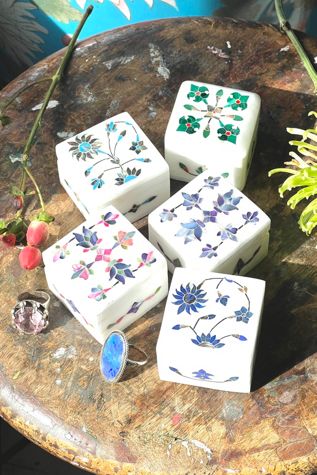 Vintage Marble Inlaid Ring Box Selected by Anna Corinna