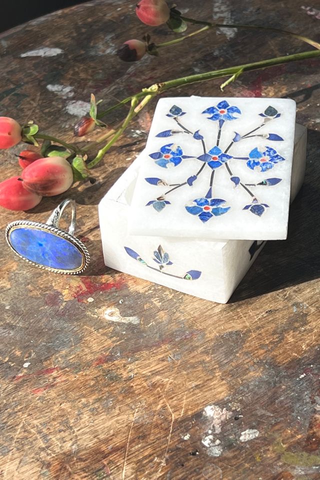 Vintage Marble Inlaid Trinkit Box Selected by Anna Corinna #2