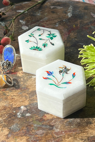 Vintage Marble Inlaid Octogon Box Selected by Anna Corinna