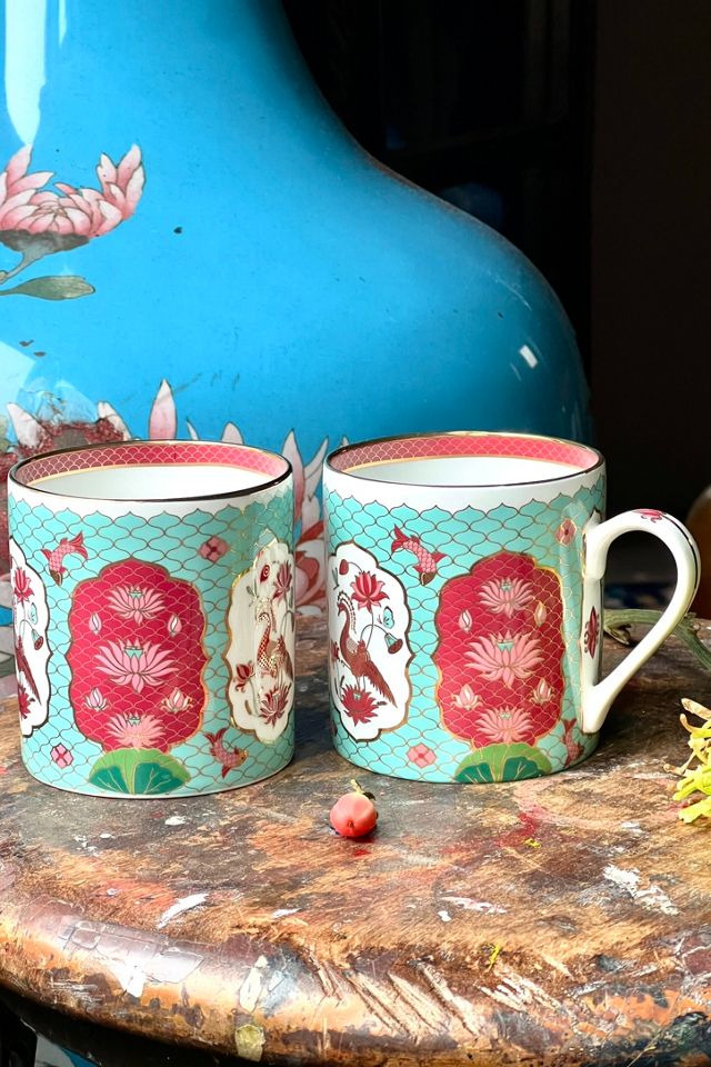 Vintage Pair of Sweet Lotus Mugs Selected by Anna Corinna #1