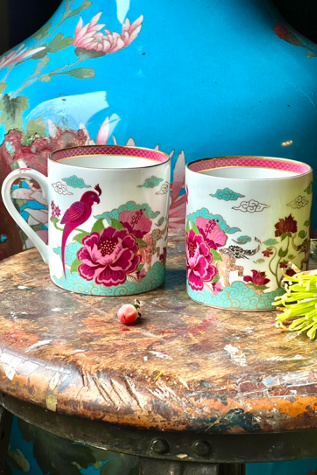 Vintage Pair of Sweet Parrot Mugs Selected by Anna Corinna