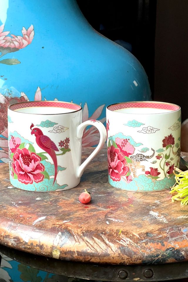 Vintage Pair of Sweet Parrot Mugs Selected by Anna Corinna #1