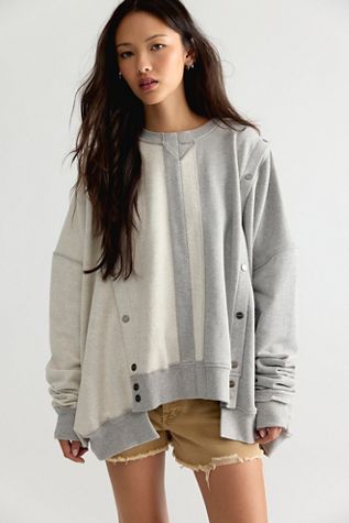 Asparagus Asymmetrical Snap Sweatshirt