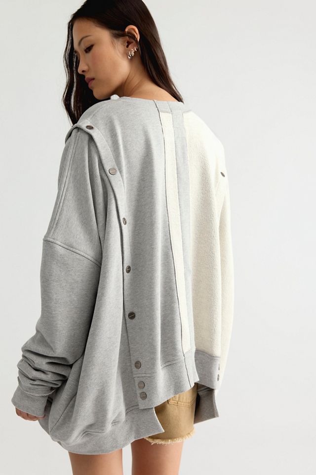 Asparagus Asymmetrical Snap Sweatshirt #1