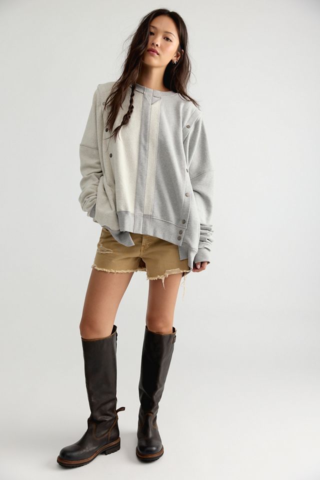 Asparagus Asymmetrical Snap Sweatshirt #2