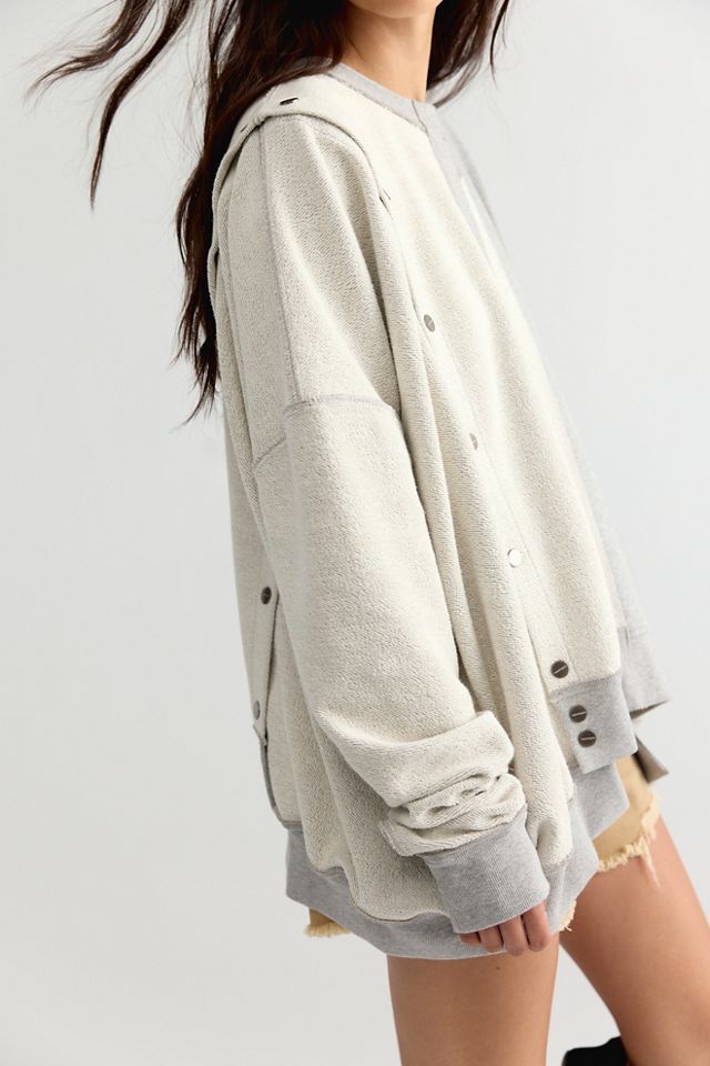 Asparagus Asymmetrical Snap Sweatshirt #3