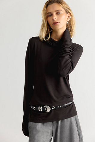 Женский топ Nicholas K Demi Turtleneck Long Sleeve Top, цвет: Чёрный — фото 4