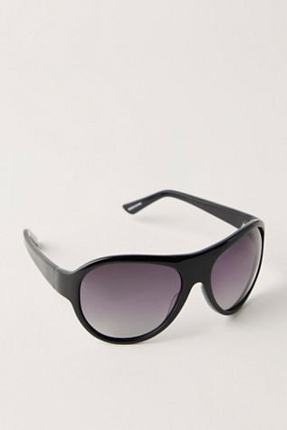 Женские солнцезащитные очки Free People Reese Oversized Shield Aviator Sunglasses, цвет: Чёрный — фото 3