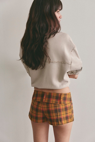Женские шорты Free People Ana Plaid Micro, цвет: Горчичный комбинированный — фото 3
