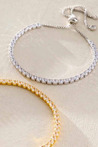 Brenda Grands Pull On Tennis Bracelet at Free People in Silver