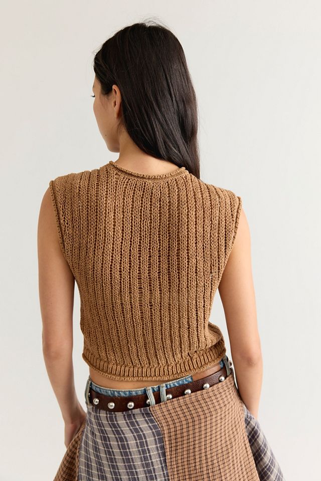 Gilet en coton à mailles ajourées #1