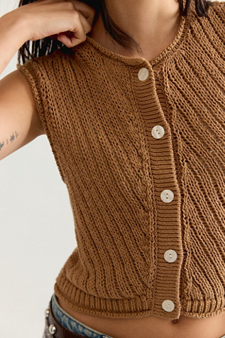Gilet en coton à mailles ajourées