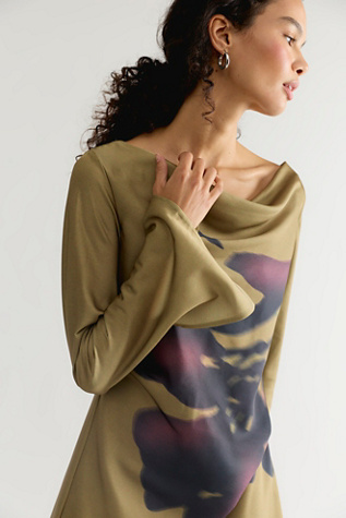 Женское платье Significant Other Tily Long Sleeve Mini, цвет: Оливковый — фото 3