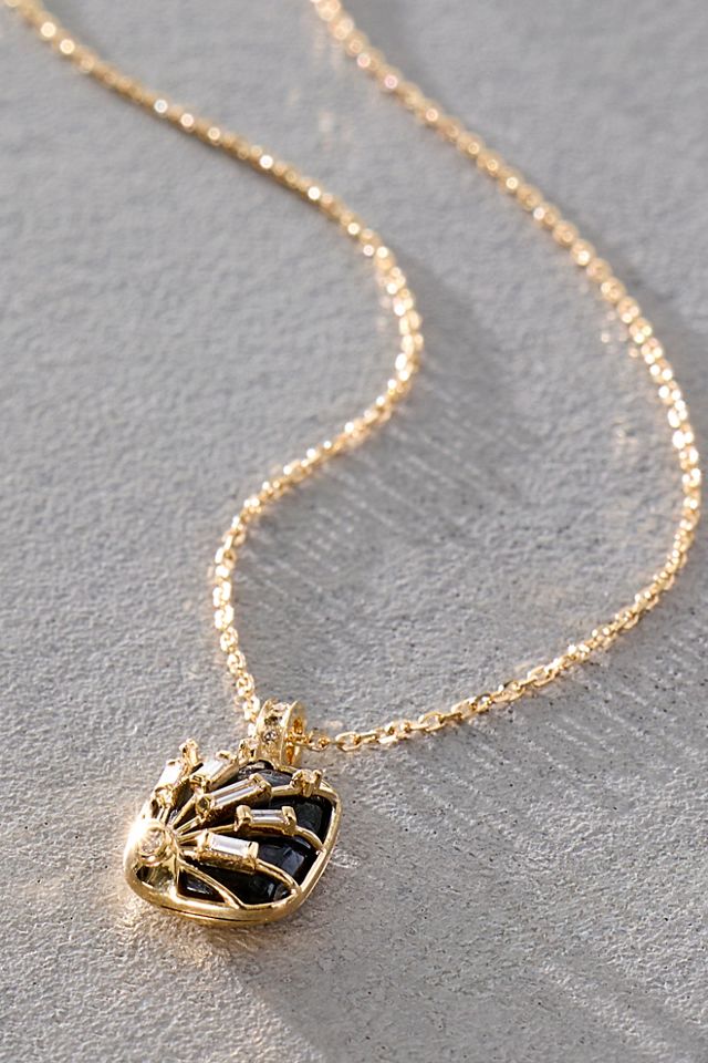 Celine D'Aoust Labradorite Mini Locket & Heart Necklace #1