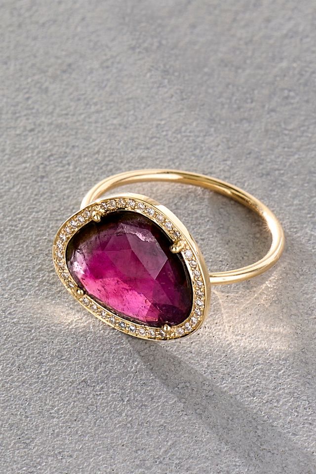 Celine D'Aoust Pink Watermelon Tourmaline and Diamonds Stella Ring #1