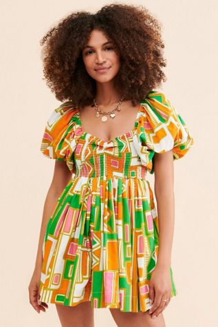 S/W/F Geometric Babydoll Dress