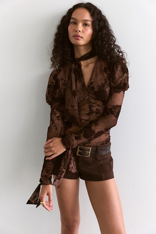 Blouse à manches longues en tulle Dahlia Anna Sui