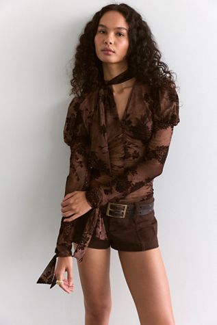 Blouse à manches longues en tulle Dahlia Anna Sui