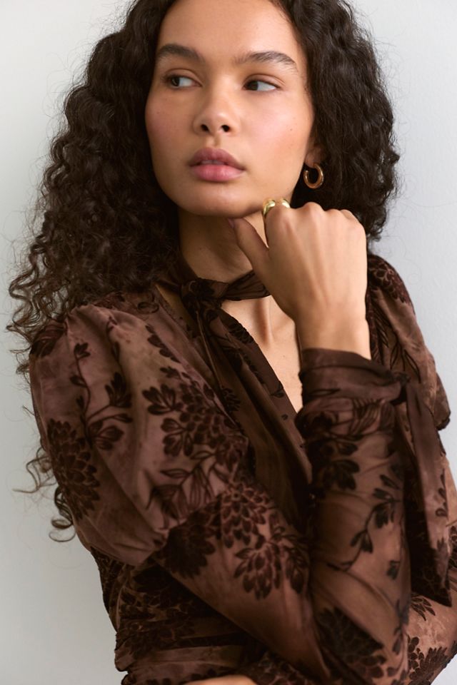Anna Sui Dahlia Tulle Long Sleeve Blouse #2
