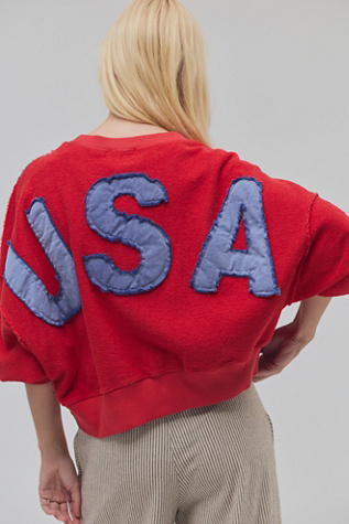 Tricia Fix USA Crewneck at Free People in Red, Size: M