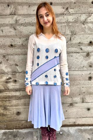1920’s Periwinkle Embroidered Dress Selected by Nomad Vintage