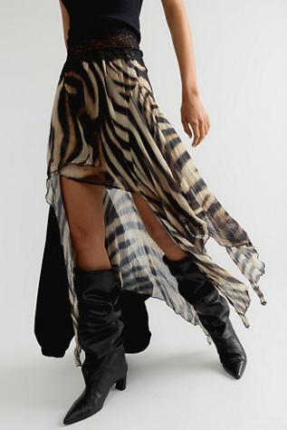 ESTHE Printed Assymetrical Midi Skirt by Free People