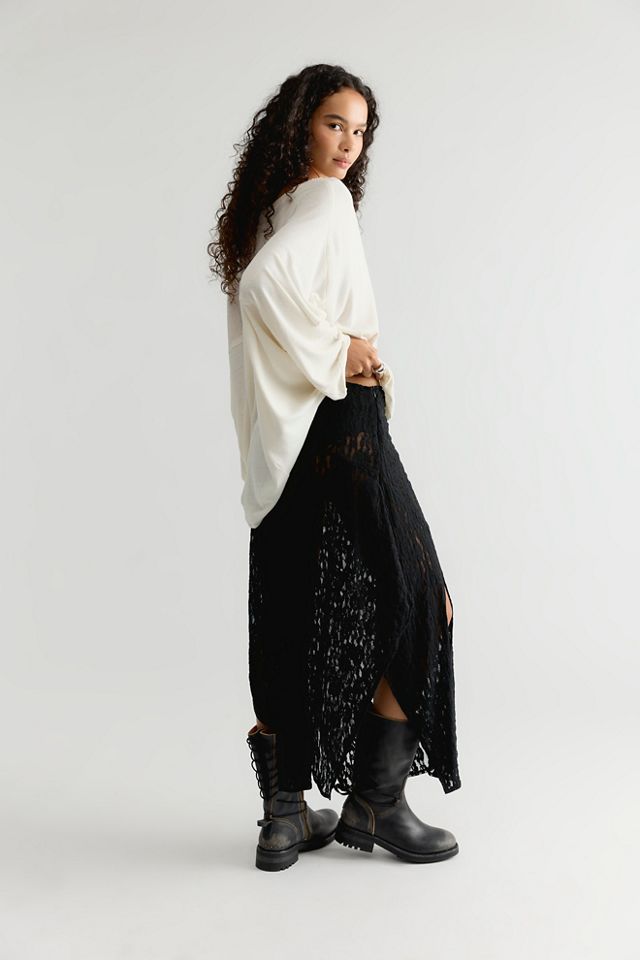 ESTHE Trapeze Lace Sheer Midi Skirt #1