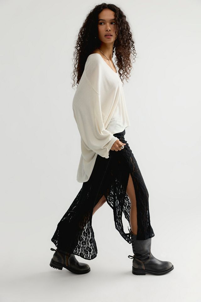 ESTHE Trapeze Lace Sheer Midi Skirt #3