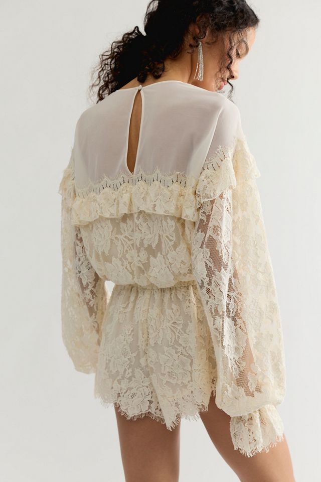 For Love & Lemons Country Rose Lace Romper #1