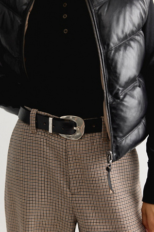 Женский ремень Free People Chapman Leather Belt, цвет: Чёрный — фото 3
